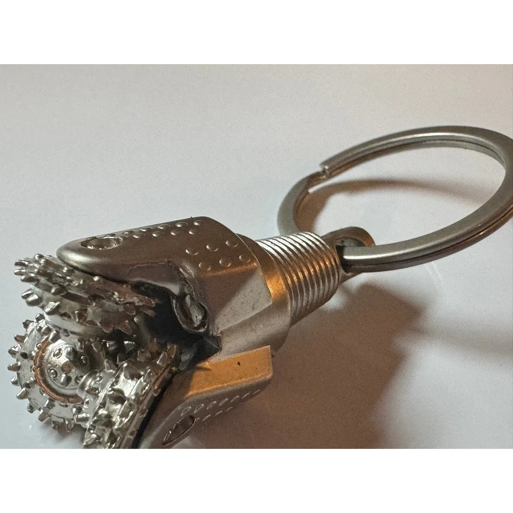 Silver Tricone Drill Bit Keychain Oil Gas‎ Mining Industrial Novelty Accessory